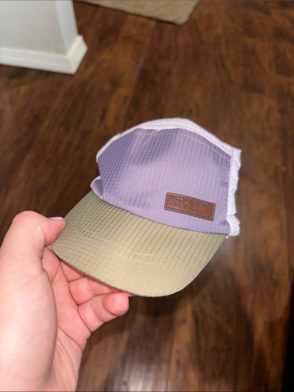 Dog Lavender and Olive Trucker Hat with Leather Patch